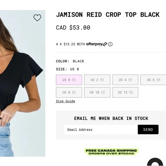 NWOT Princess Polly US 0 Jamison Reid Crop Top Black - Picture 11 of 14